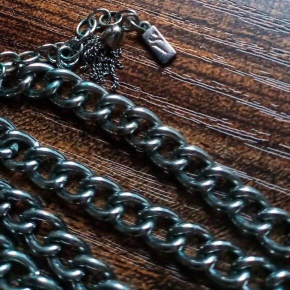 Elegant Rose Faceted Geometric Stones Bib Statement Necklace Silver Accents - Picture 9 of 14